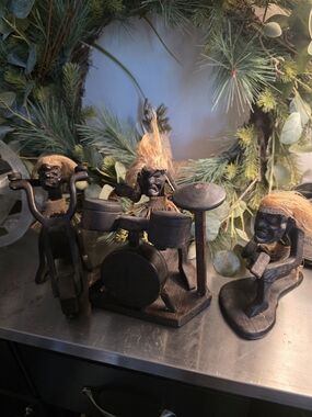 Vintage Hand Carved Wooden Figurine Set